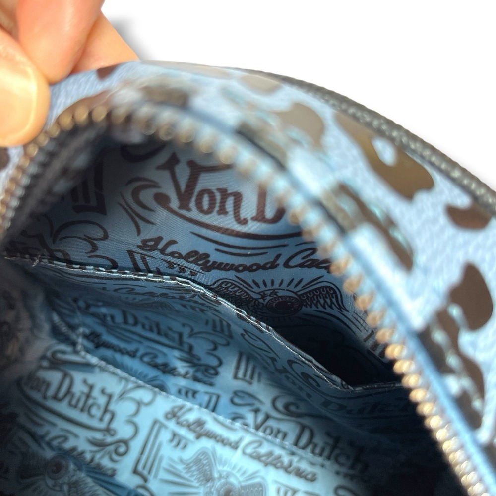 Von Dutch Blue Cheetah Blueberry Crush Mini Bowling Bag Y2K Style Vegan Crossbod - Picture 8 of 16